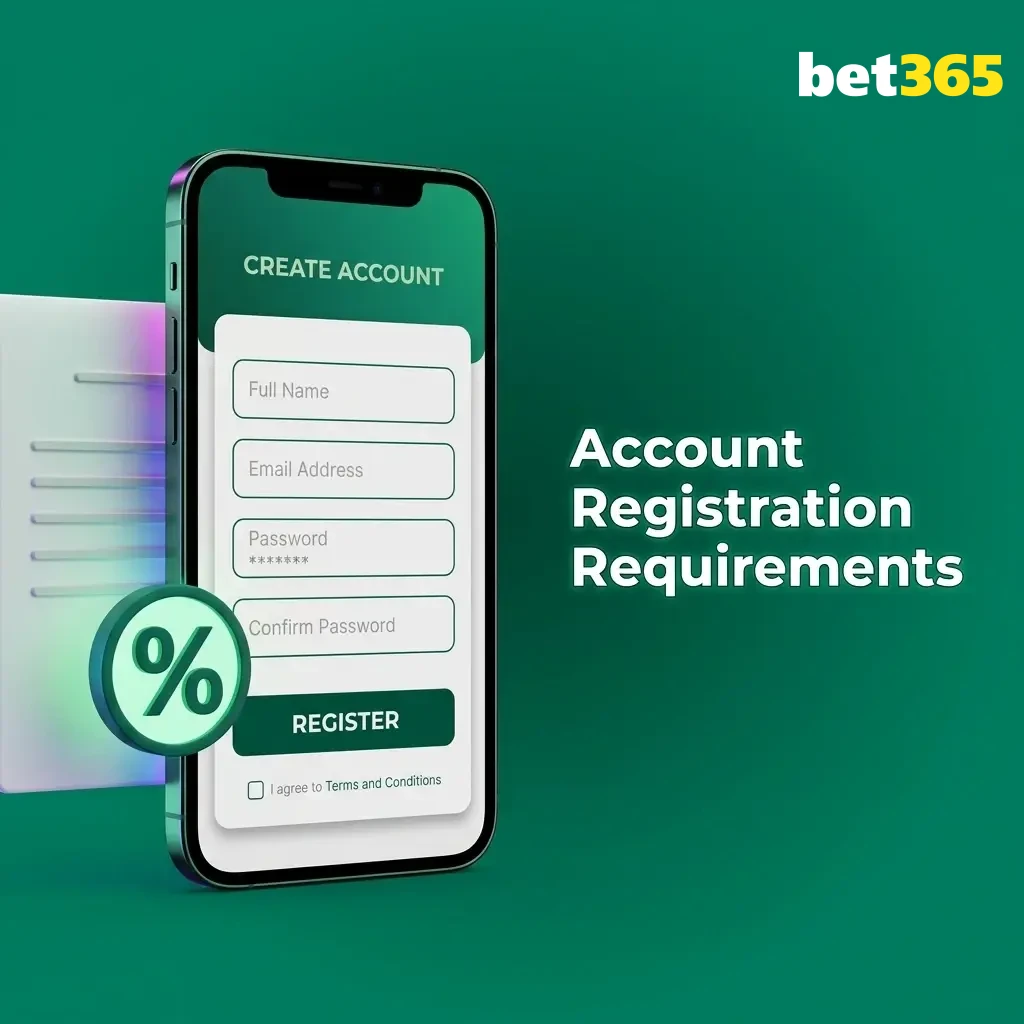 Bet365 account registration requirements including age verification, personal details, and eligibility conditions