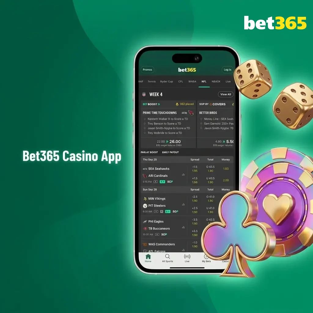 Bet365 casino app interface showing live dealer games, slots, and table games like Roulette and Blackjack