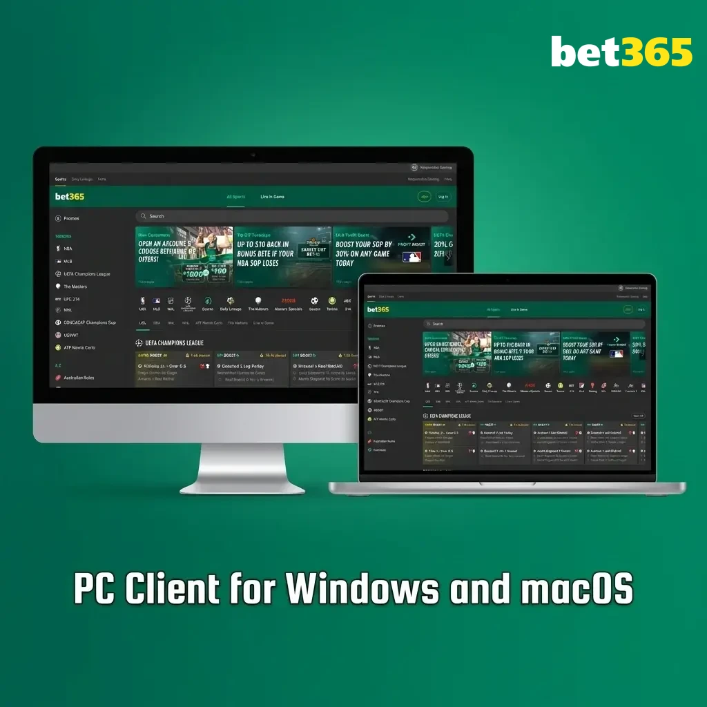 Bet365 website accessible on Windows and macOS browsers without desktop app installation required