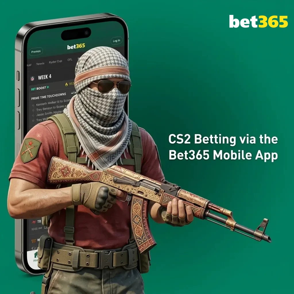 Bet365 mobile app CS2 betting guide showing eSports section with live odds and in-play markets on Android and iOS