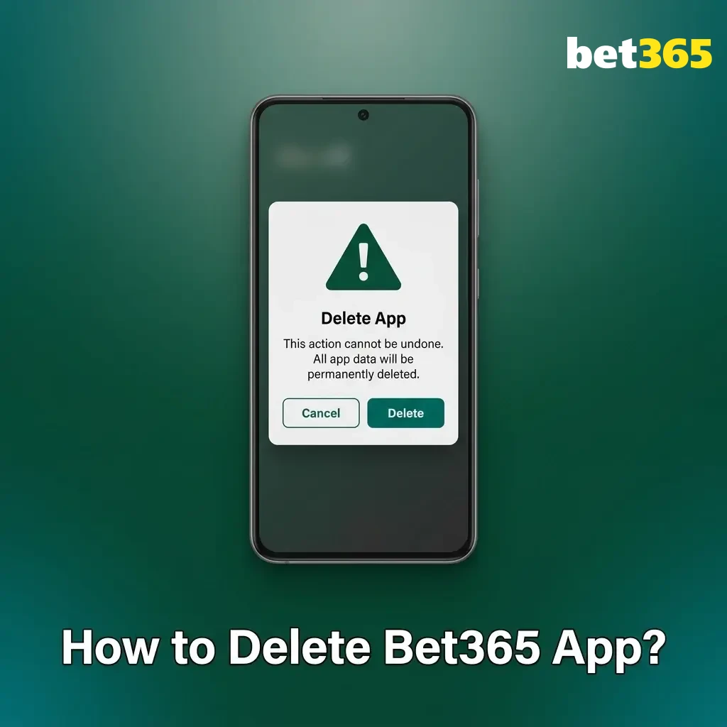 Person uninstalling Bet365 app on smartphone by holding app icon and selecting Uninstall option