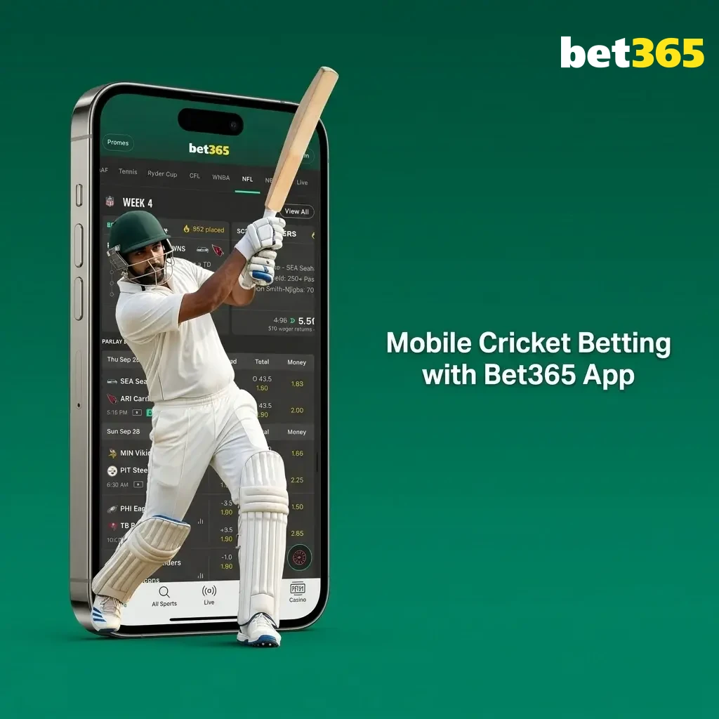 Bet365 mobile app for cricket betting on Android and iOS with live scores and in-play wagering features